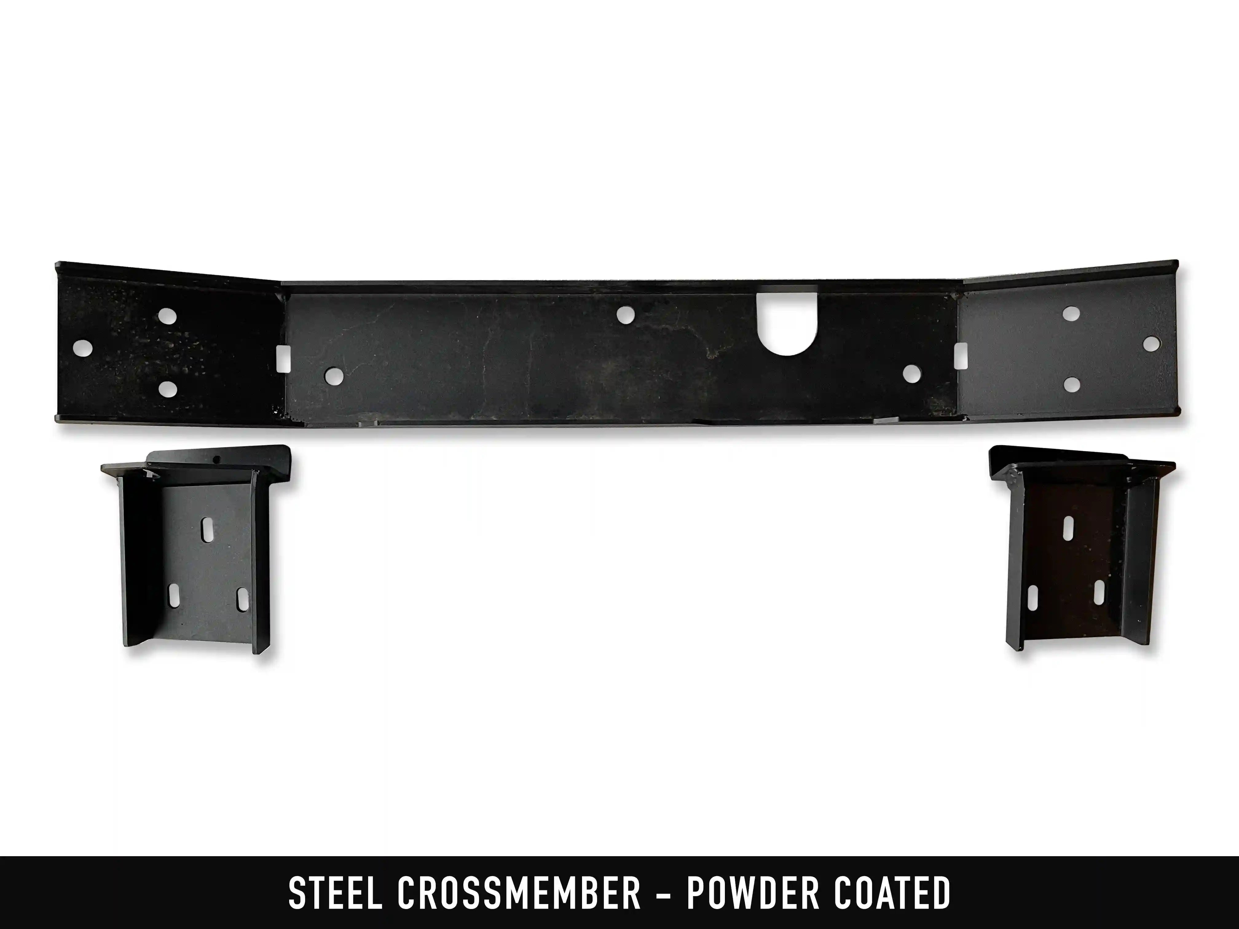 Heavy-duty steel crossmember included with Backwoods Adventure Mods 2005-2023 2nd and 3rd Gen Toyota Tacoma Full Skid Plate Kit