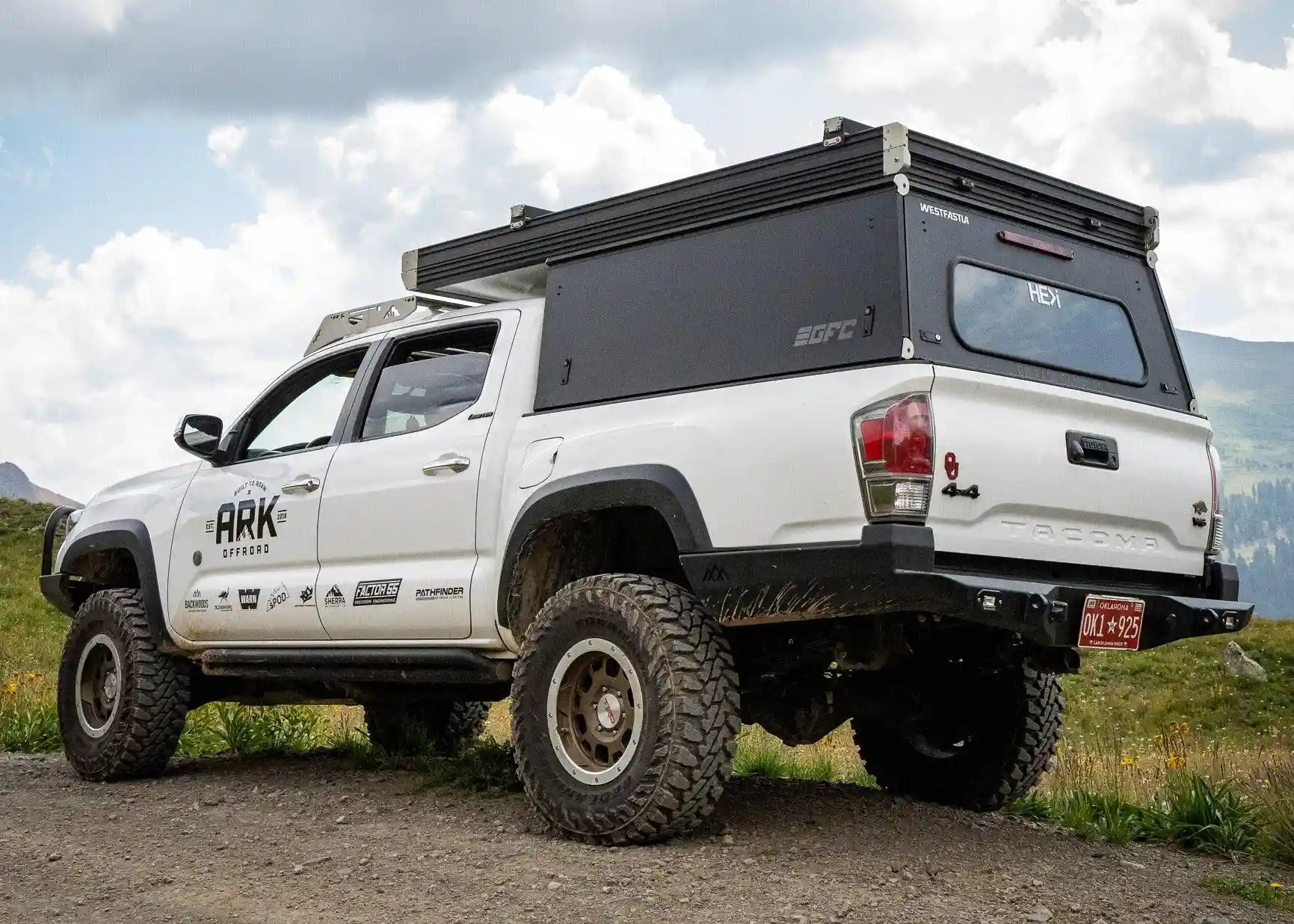 Side profile image of the 3rd Gen Toyota Tacoma (2016+) Hi-Lite High Clearance Rear Bumper from Backwoods Adventure Mods