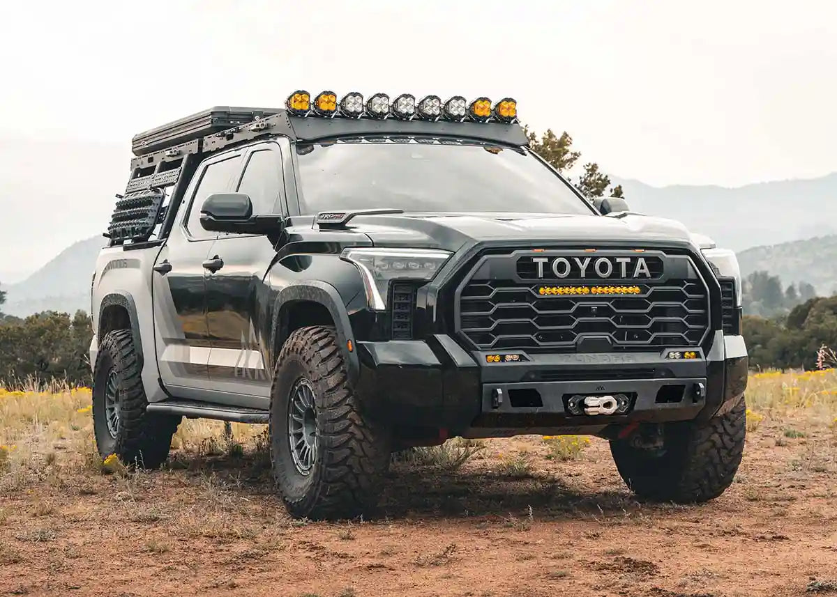 Overland Toyota Tundra Build with a Backwoods Adventure Mods Front Bumper, roof rack, bed rack, and other off road accessories