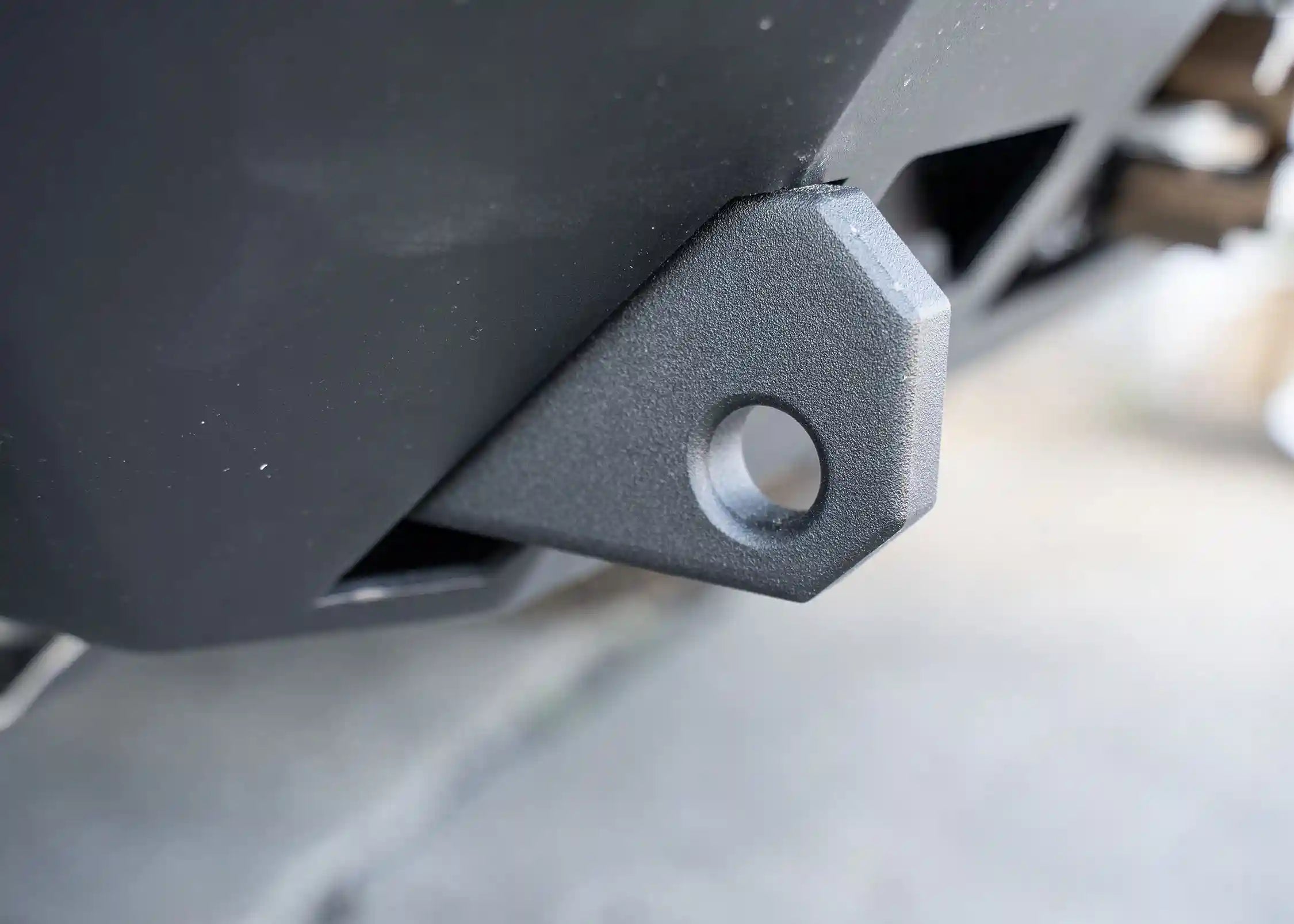 Close up of the winch cradle included with the Backwoods Adventure Mods Hi-Lite Overland 4th Gen 2024 Toyota Tacoma Front Bumper