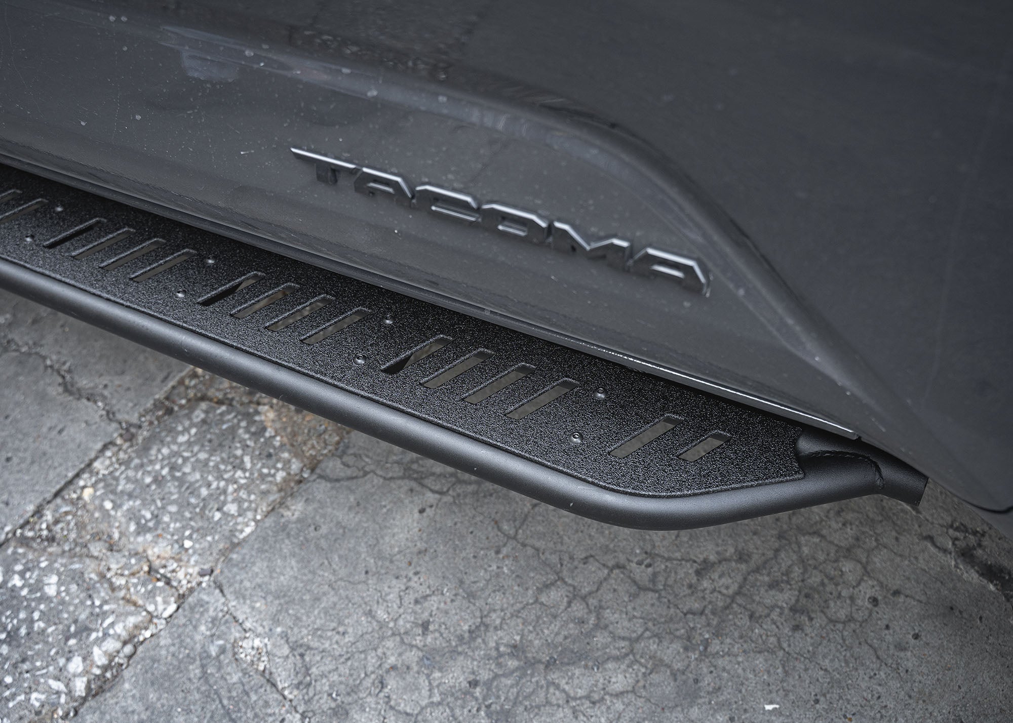 Premium finish on the 2024 Tacoma Side Steps and Rock Sliders from Backwoods Adventure Mods