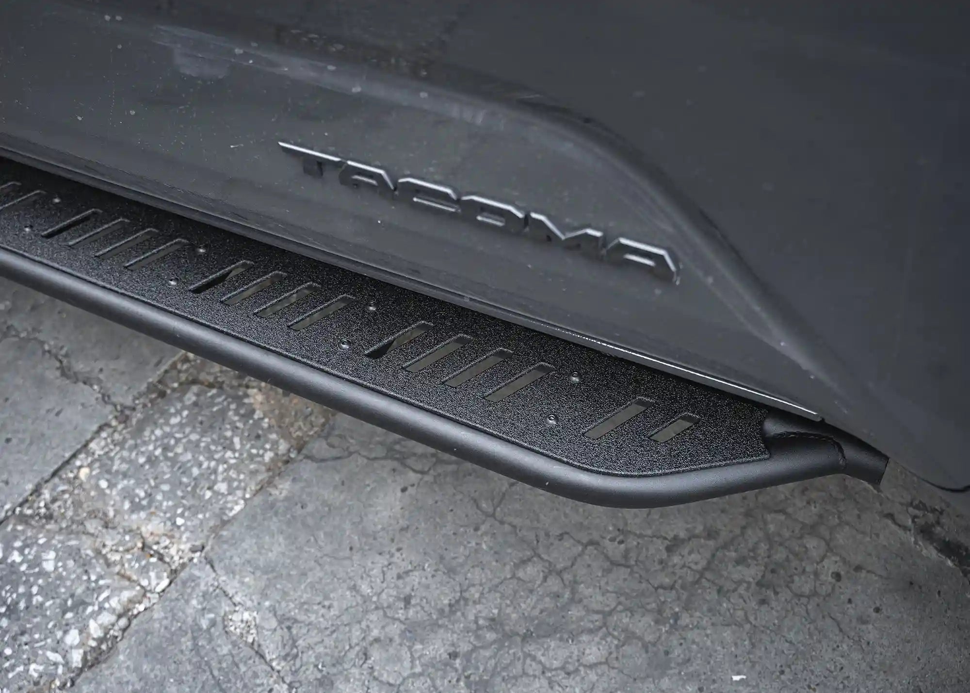 Premium finish on the 2024 Tacoma Side Steps and Rock Sliders from Backwoods Adventure Mods