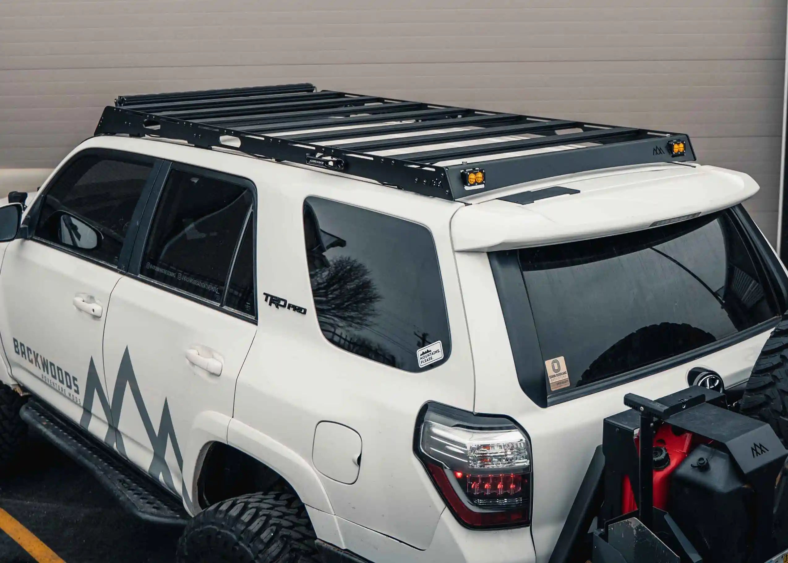 Image showing the back of the Backwoods Adventure Mods 2010-2024 5th Gen Toyota 4Runner DRIFTR Roof Rack