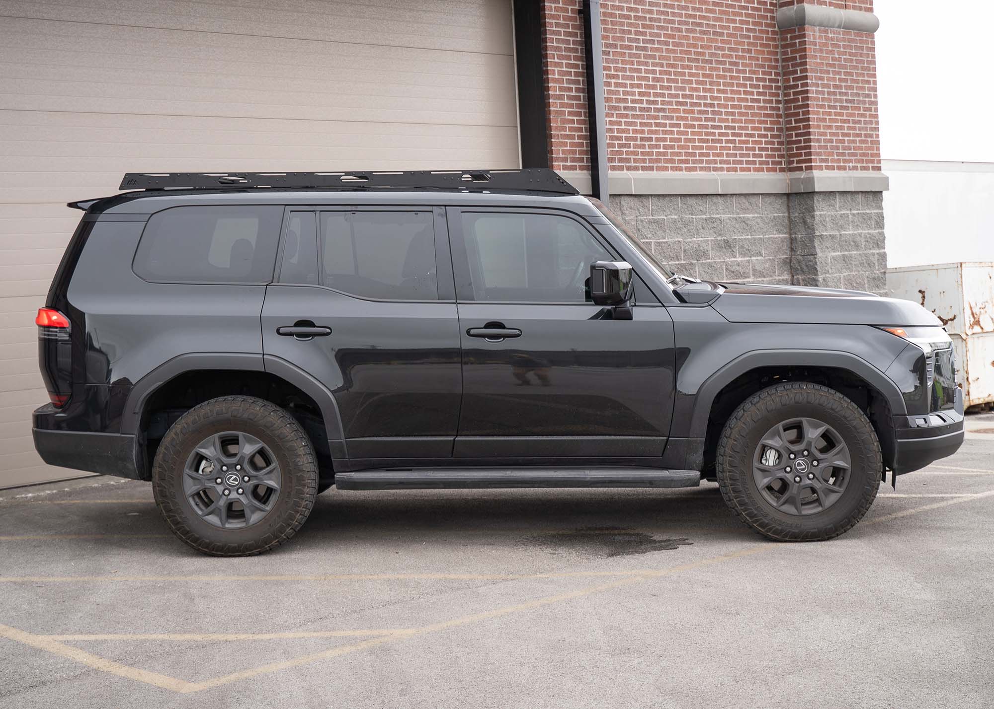 Black Lexus GX550 with a driftr roof rack ready for camping, offroading, overlanding, and exploring.