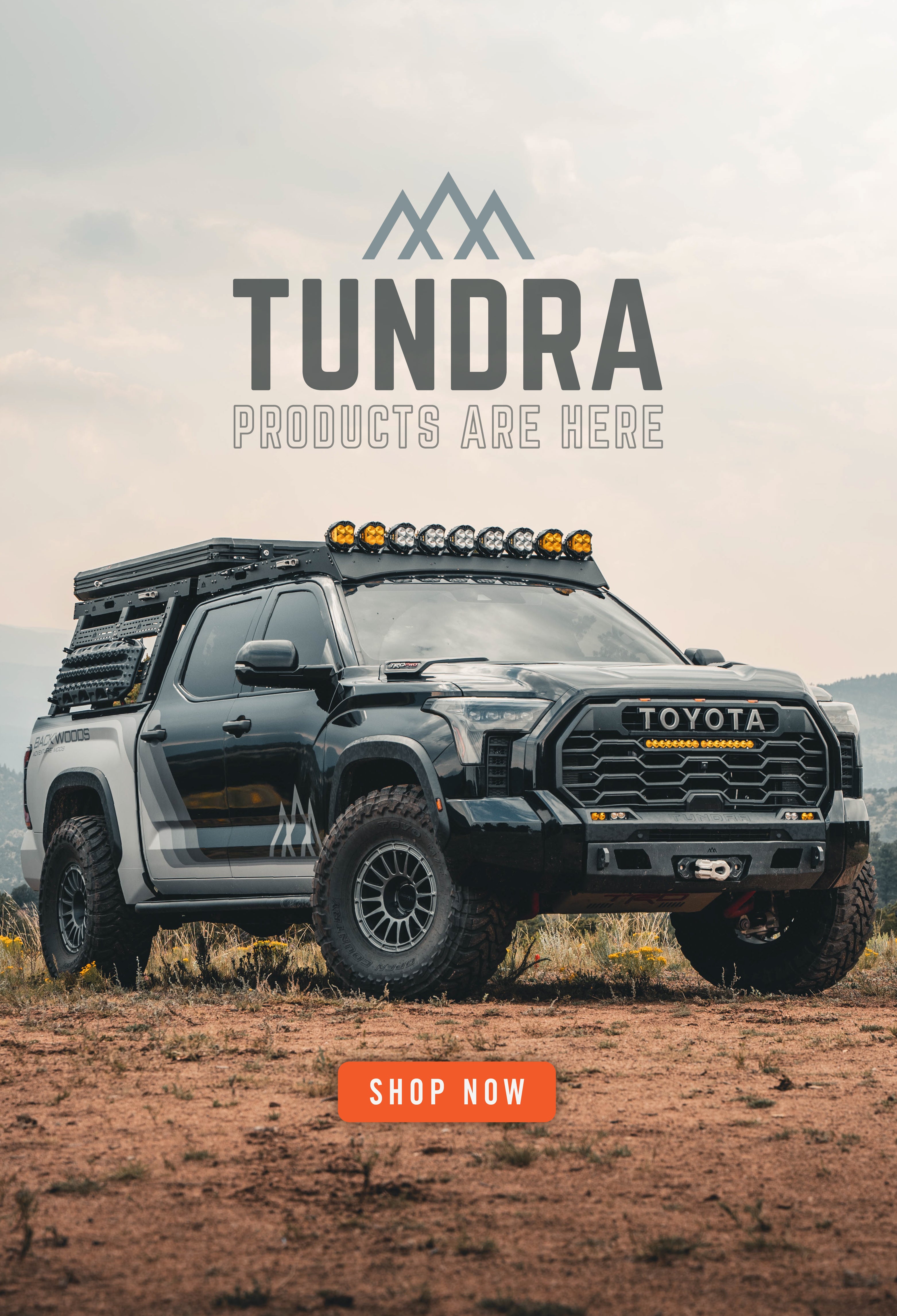 Hero Image of a Toyota Tundra fitted with Backwood's overland accessories. | Backwoods Adventure Mods