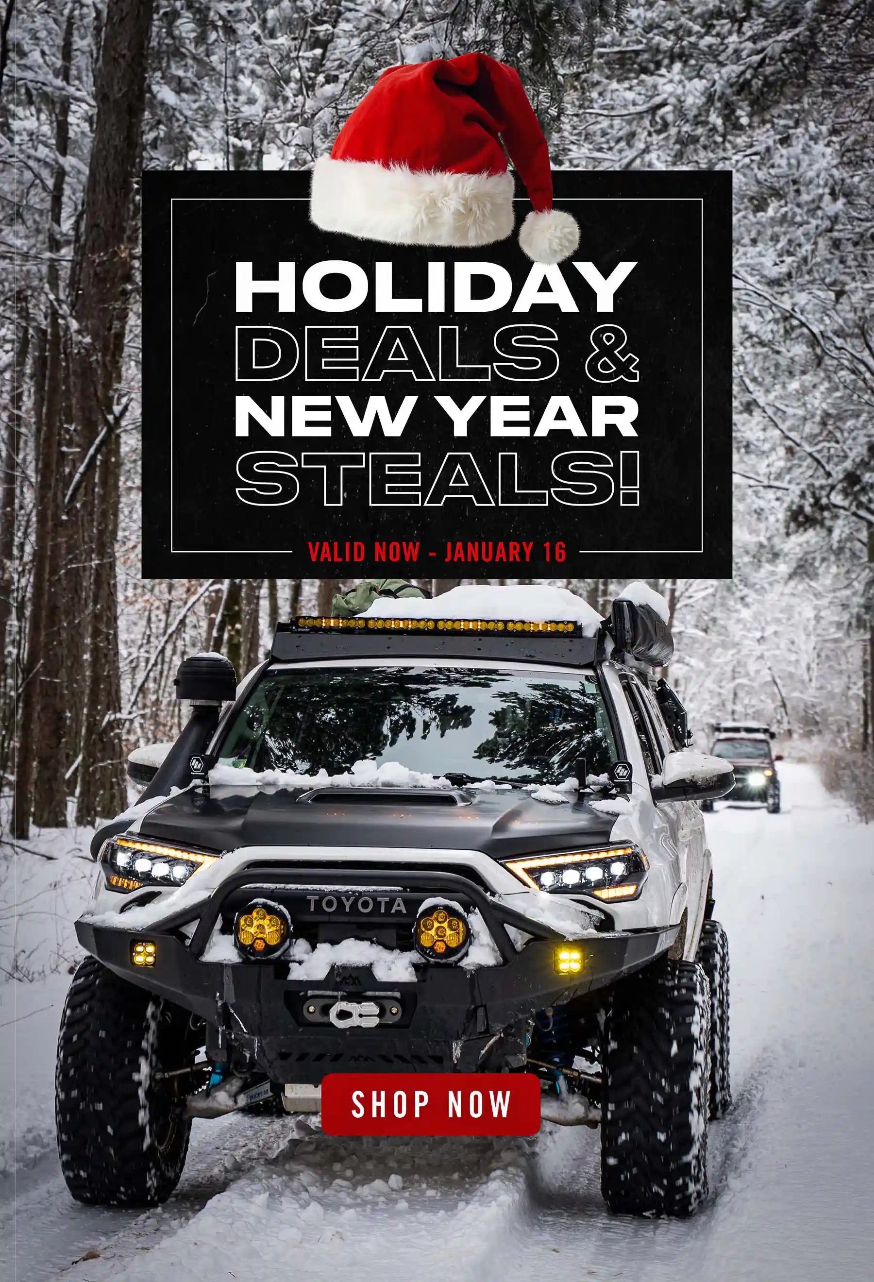 Backwoods Adventure Mods Holiday and New Years Sales Banner offering 50 percent off select products