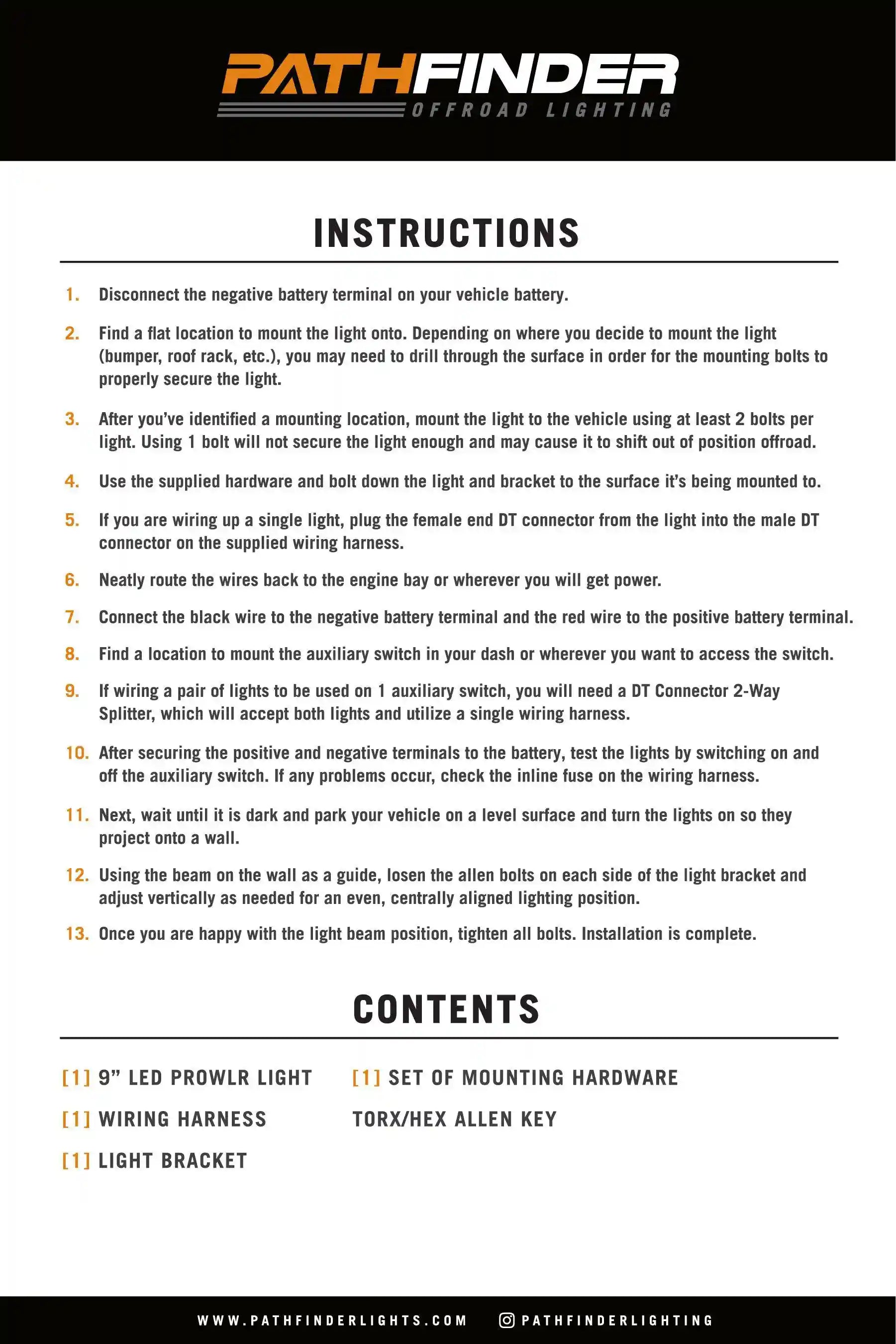 Installation instructions for the Backwoods Adventure Mods Pathfinder PROWLR 9 inch LED off road driving light