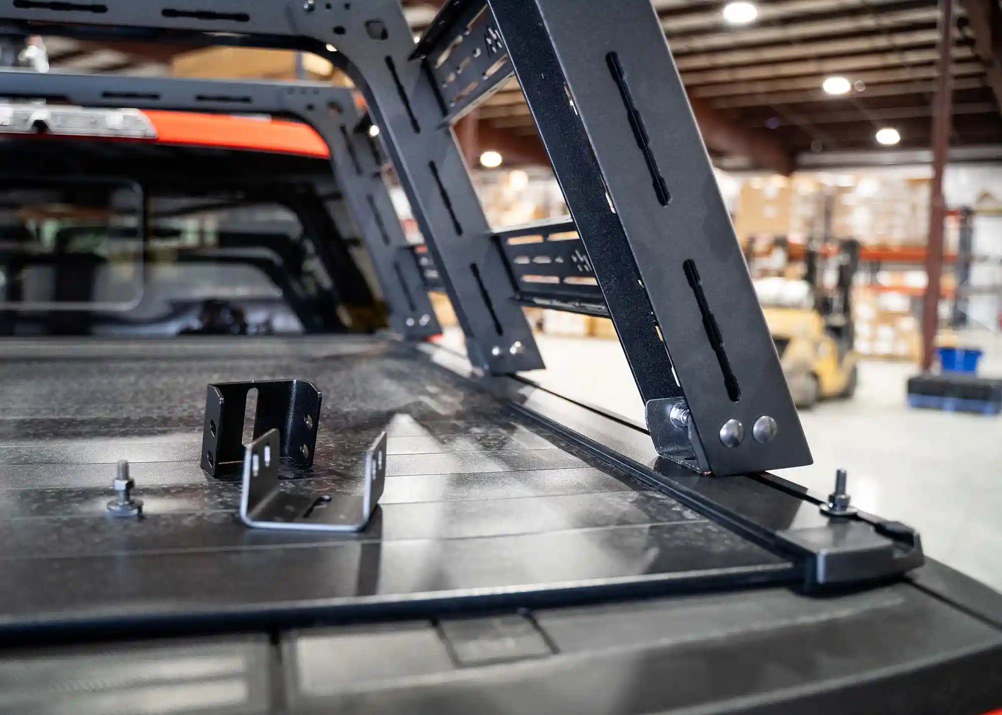 Backwoods Bed Rack installed on a Retrax bed cover using Backwoods Adventure Mods Bed Rack Mounts for Retractable Bed Covers