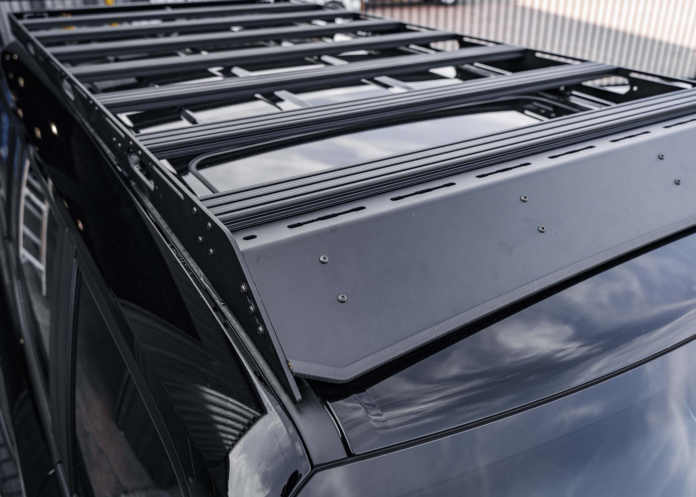 Close up of the Toyota Land Cruiser 250 series DRIFTR roof rack front fairing