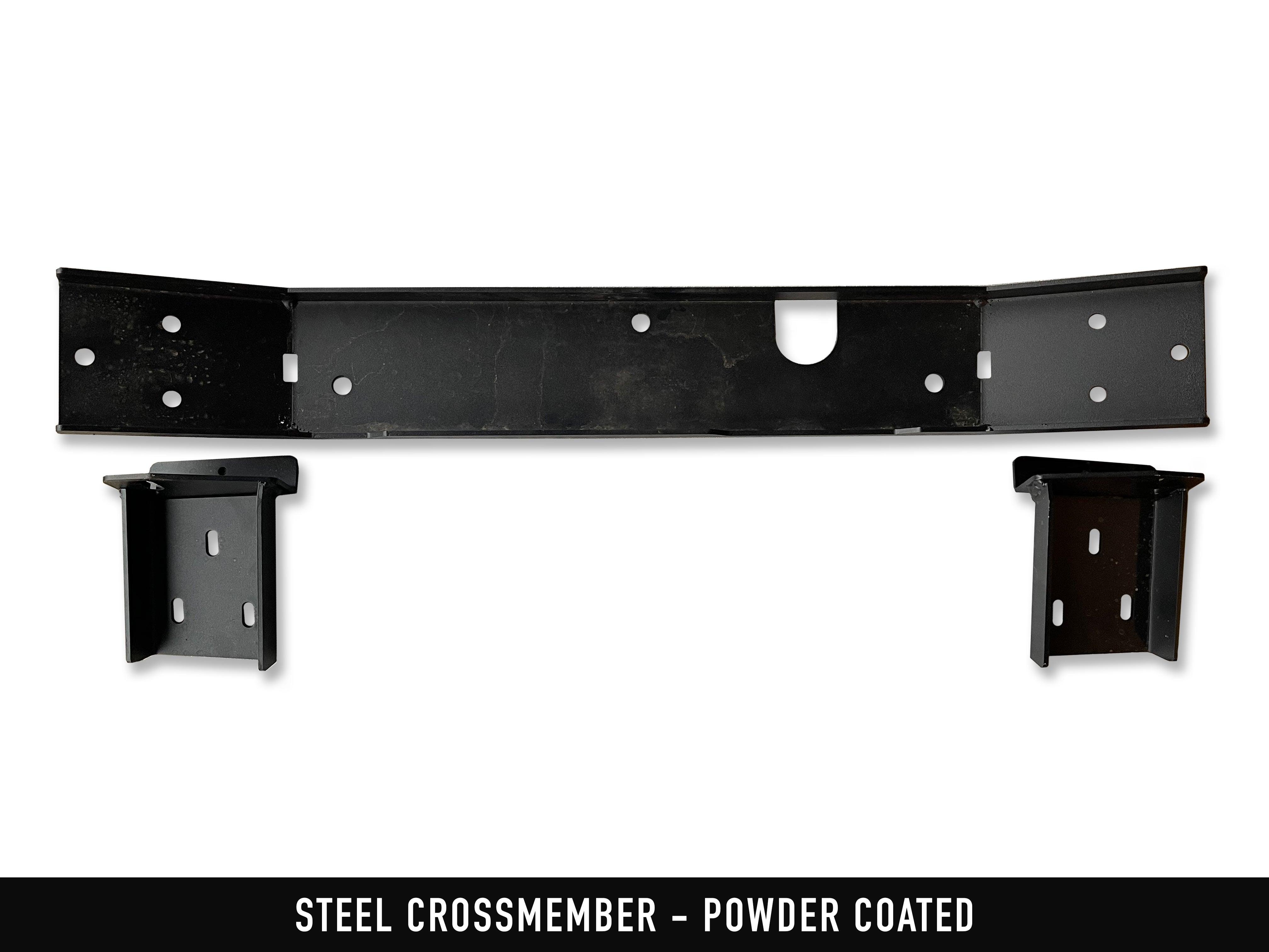 Heavy-duty steel crossmember included with Backwoods Adventure Mods 2005-2023 2nd and 3rd Gen Toyota Tacoma Full Skid Plate Kit