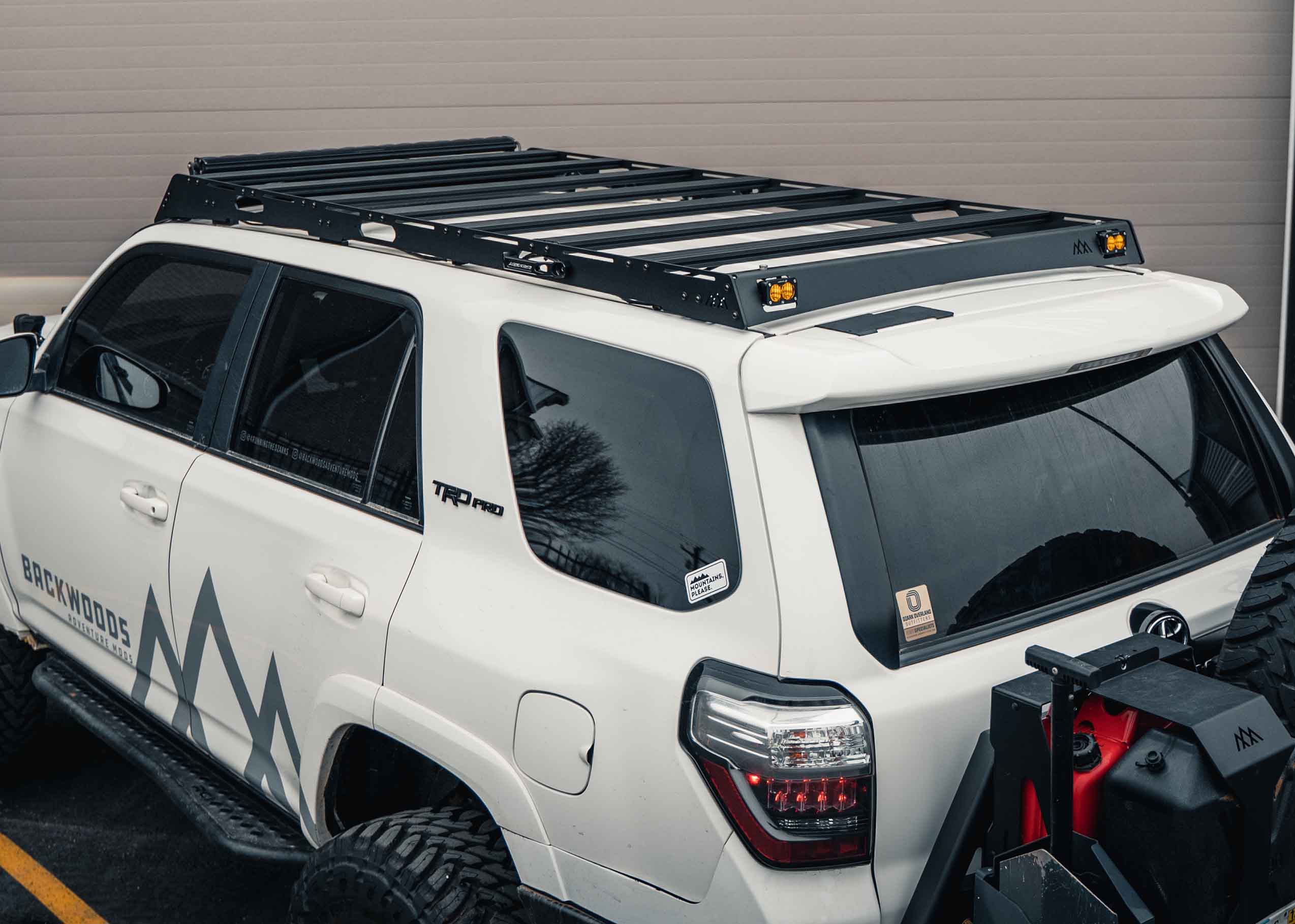 Image showing the back of the Backwoods Adventure Mods 2010-2024 5th Gen Toyota 4Runner DRIFTR Roof Rack