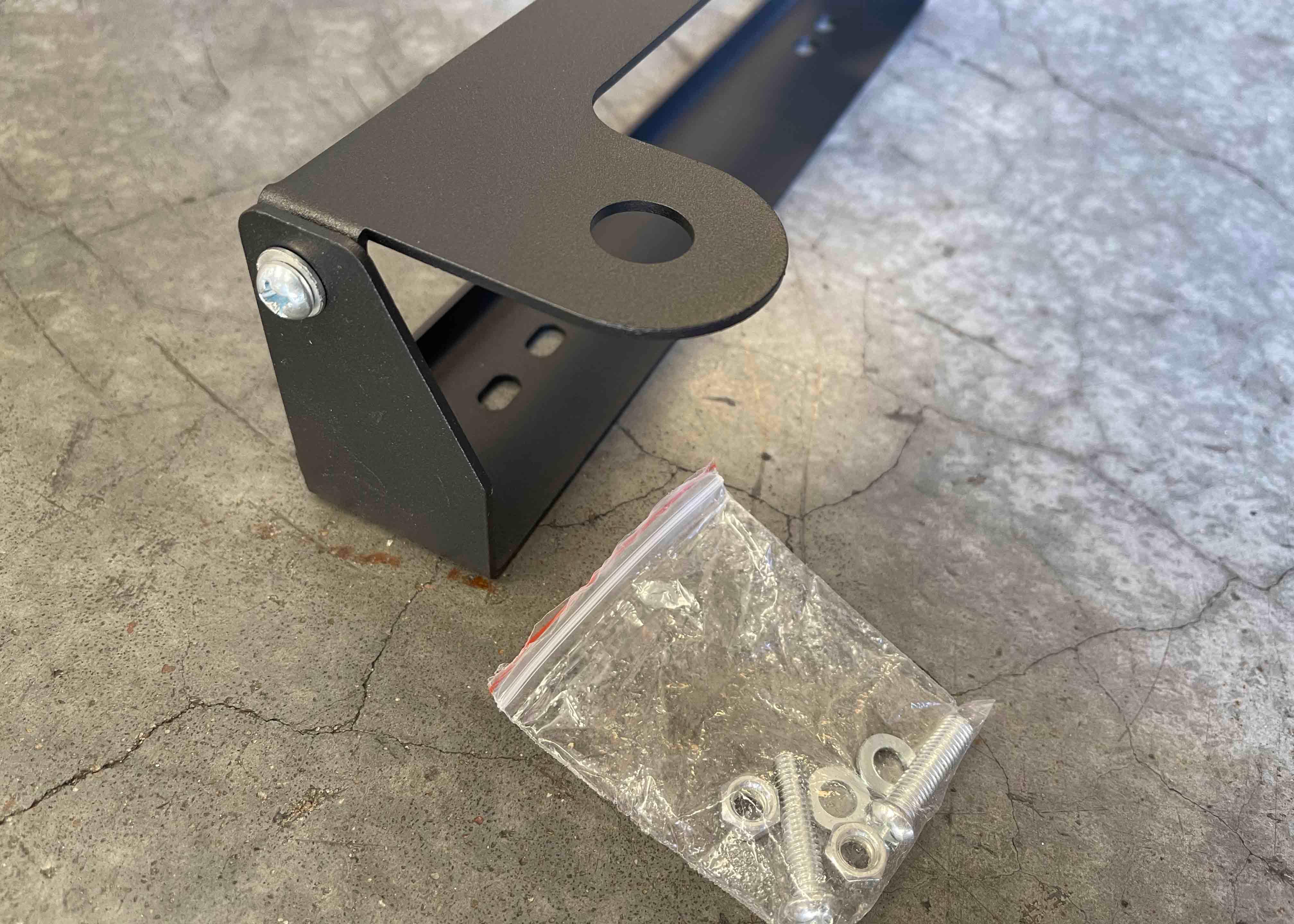 Hardware kit for Flip Up License Plate Bracket Holder for hawse fairlead equipped Backwoods Adventure Mods Hi-Lite series off road front bumpers