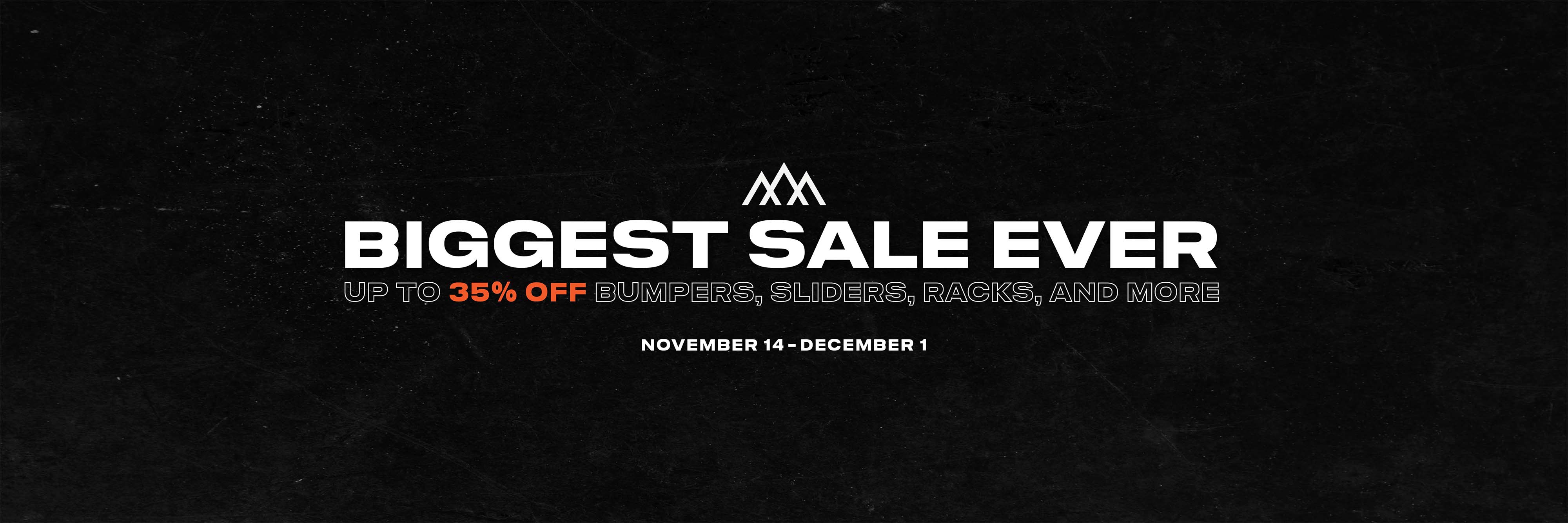 Black Friday Sale on Toyota offroad and overland bumpers, roof racks, bed racks, storage boxes, and more.