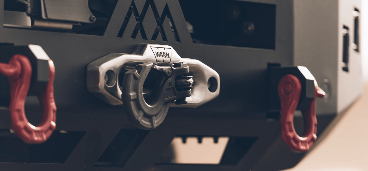 Warn winch installed on a Backwoods Adventure Mods off road winch bumper