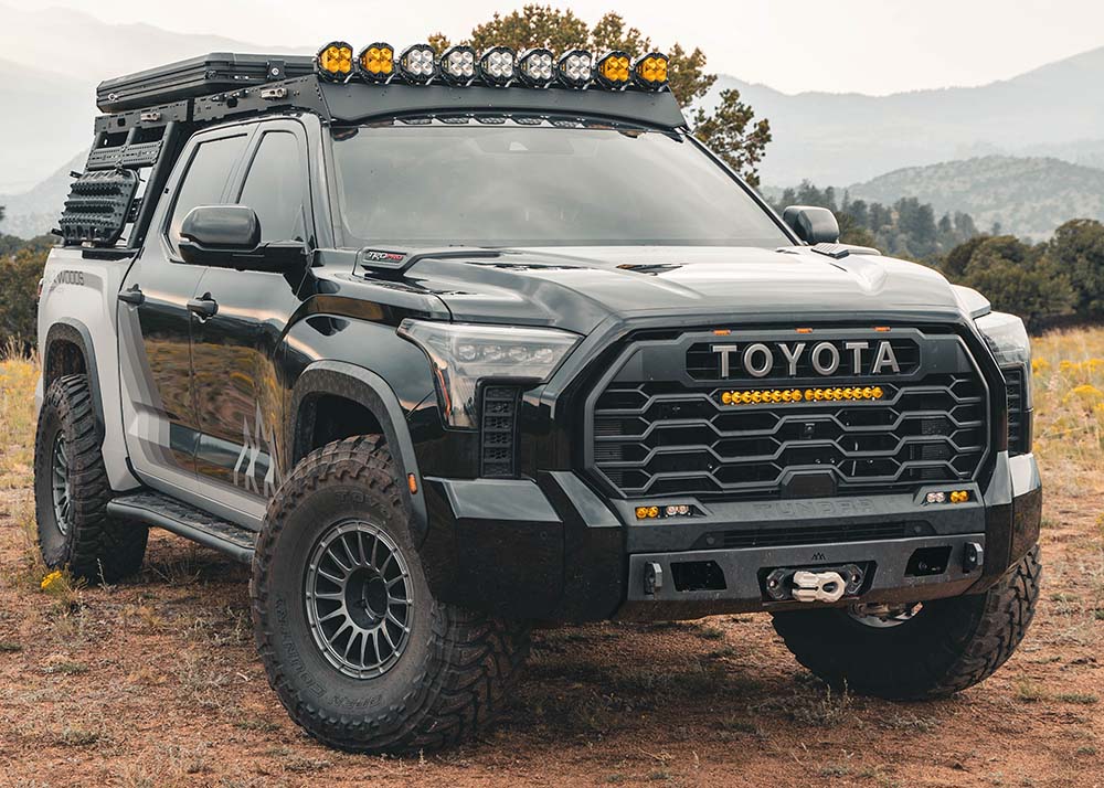 Image showing the passenger-side of the Backwoods Adventure Mods 3rd Gen Tundra Front Bumper for 2022 2023 2024 2025 models