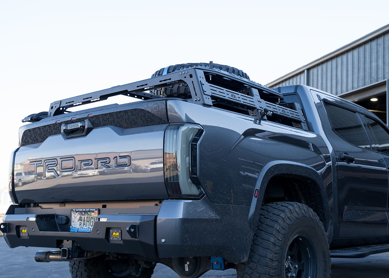 Back of the Backwoods Adventure Mods 3rd Gen Toyota Tundra Mid Height Bed Rack