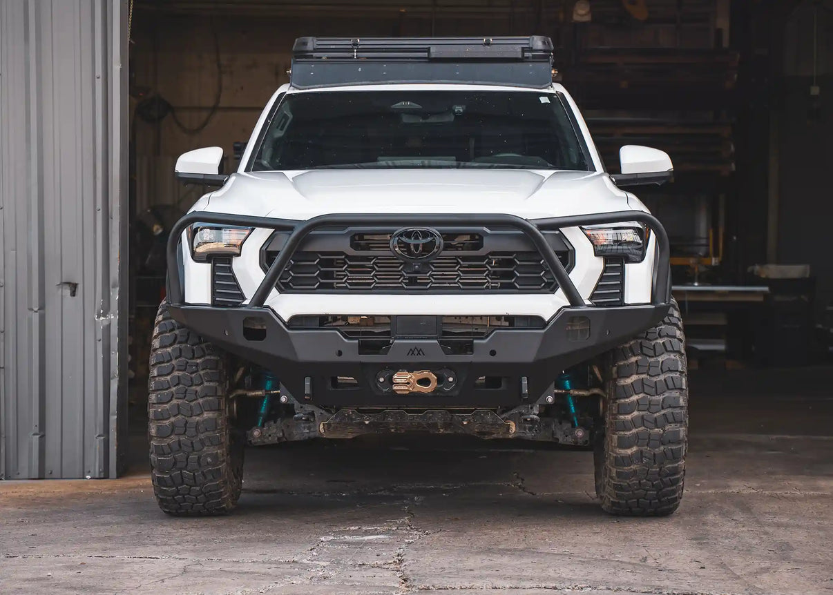 Backwoods Adventure Mods 4th Gen Tacoma Front Bumper with Bull Bar for 2024+ Toyota Tacoma installed