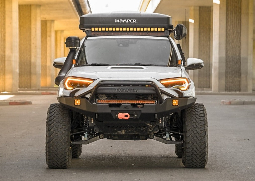 Backwoods Adventure Mods 2010-2024 Toyota 4Runner Off Road Prerunner Bull Bar Front Bumper on a 5th Gen 4Runner Overland build