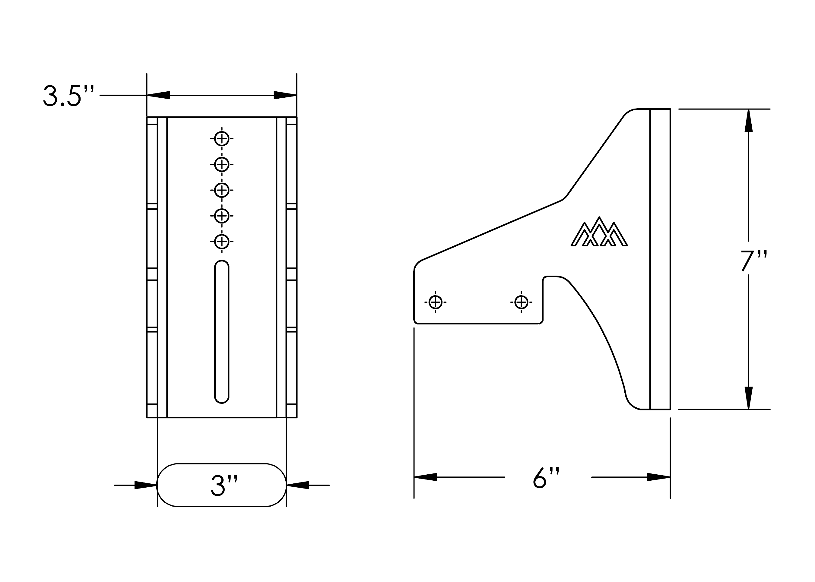 Dimensions of the  Backwoods Adventure Mods DRIFTR Roof Rack HD Awning Brackets 