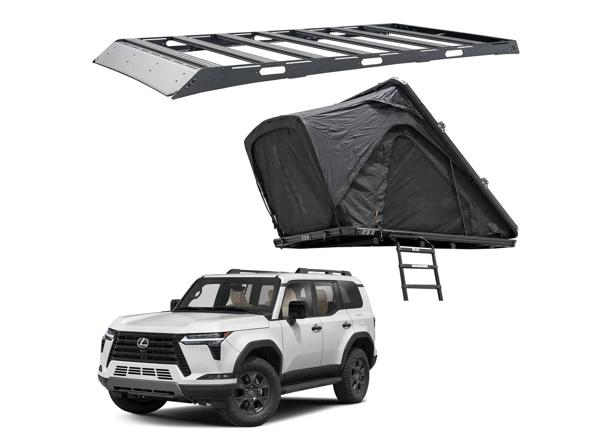 Lexus GX550 roof rack and rooftop tent bundle kit from FSR & Backwoods Adventure Mods