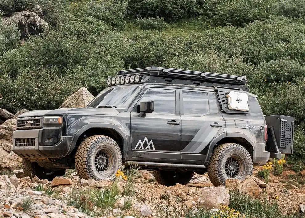 Toyota Land Cruiser 250 LC250 equipped with Backwoods Adventure Mods off road gear and accessories