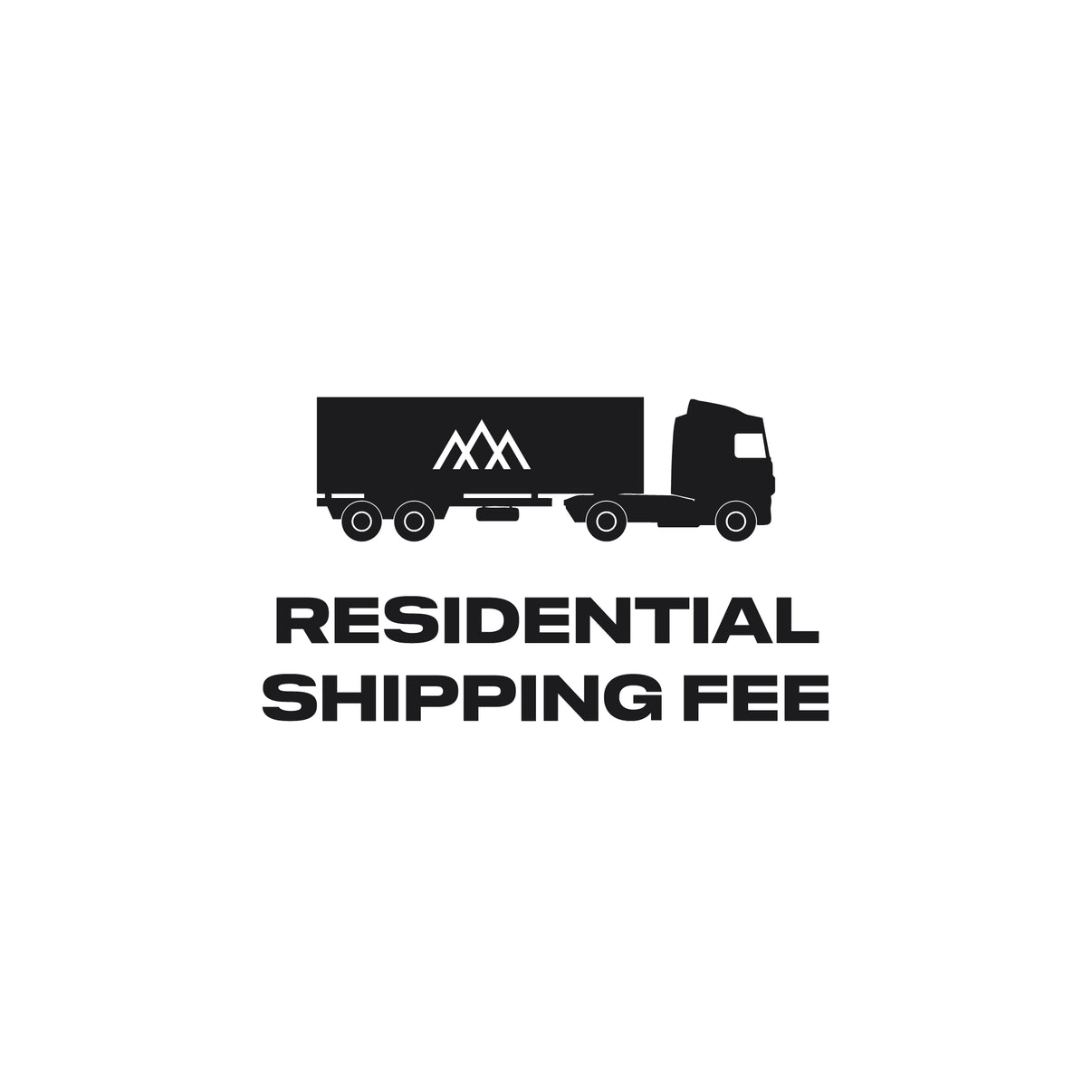 Black truck icon with Backwoods Adventure Mods logo and 'Residential Shipping Fee' text on a white background
