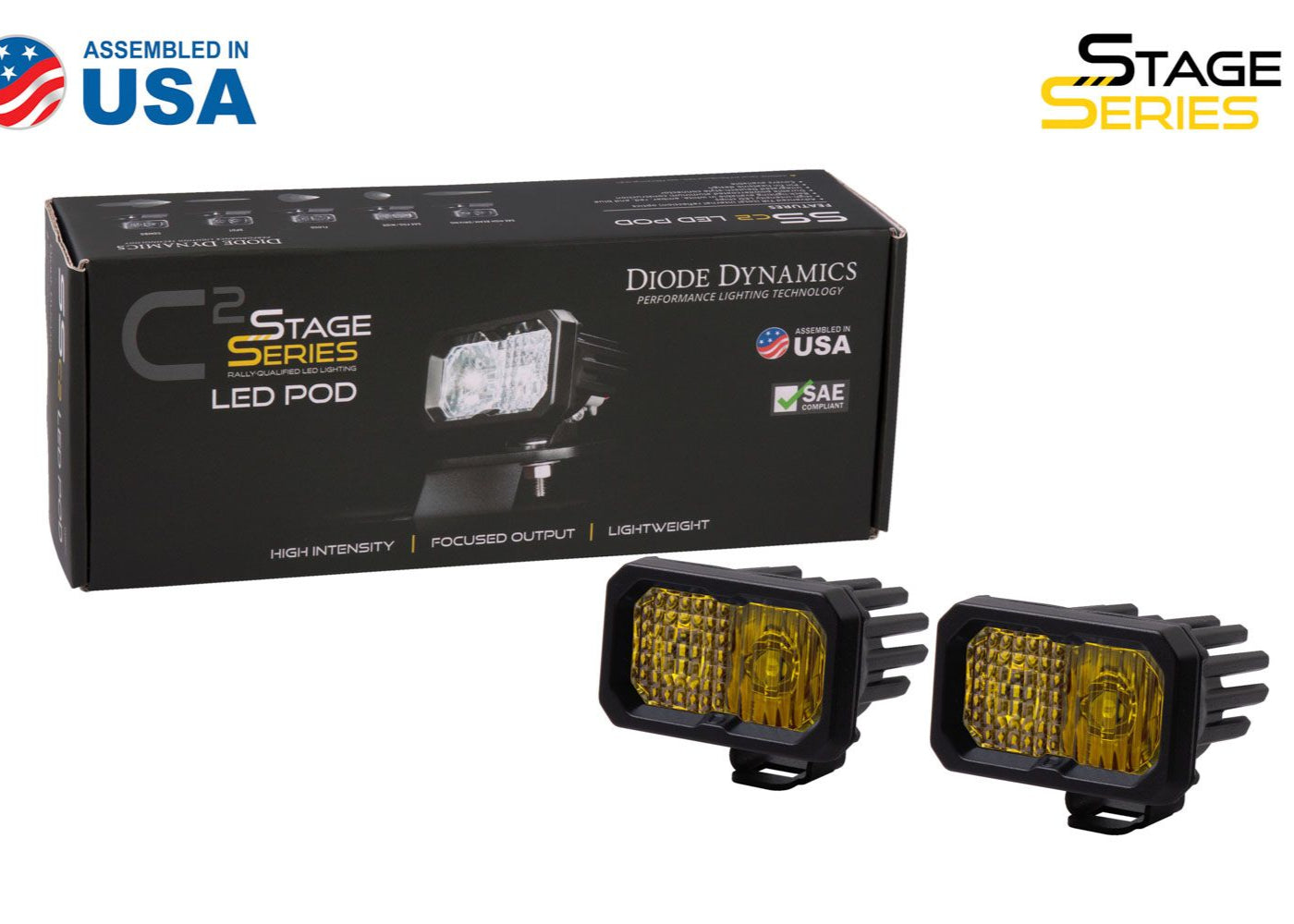 Diode Dynamics - SSC2 SAE Yellow Sport LED Pod (Pair)