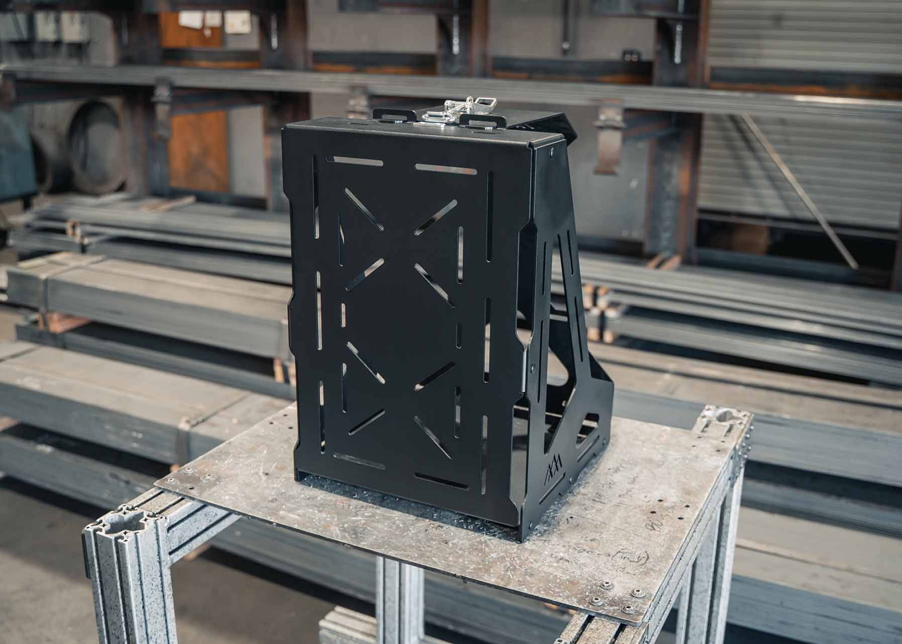 Image of the back of the Jerry's Can Holder - Dual Universal Jerry Can Mount from Backwoods Adventure Mods