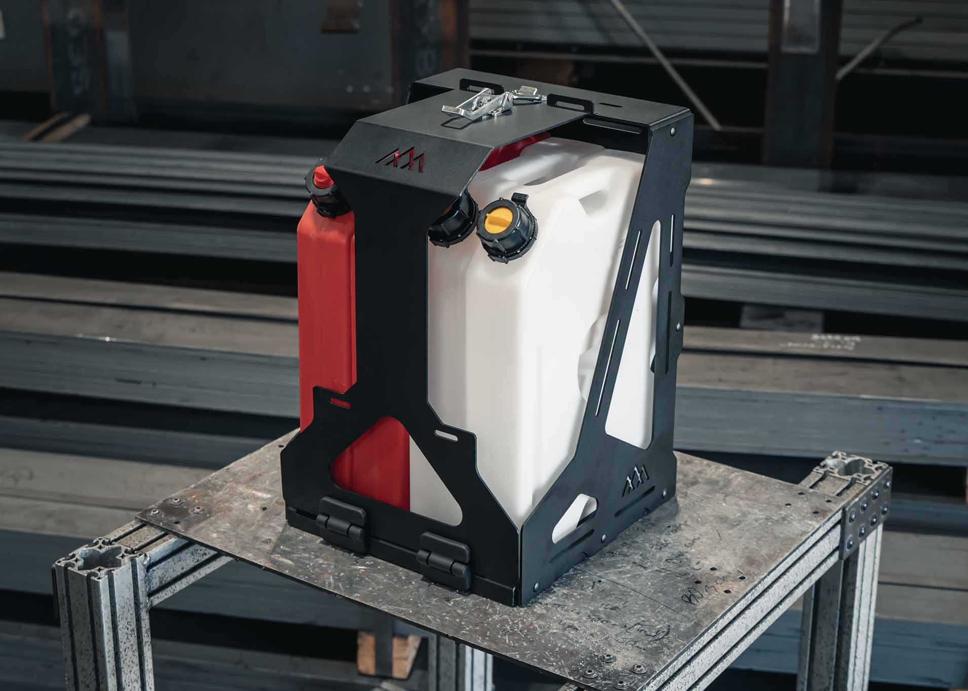 Backwoods Adventure Mods jerry can holder mount for auxiliary fuel and water storage 