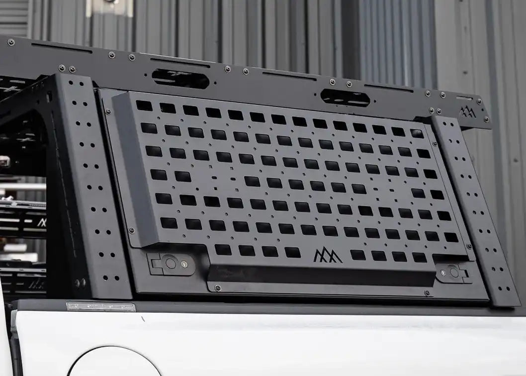 Image showing the exterior of the Jeep Gladiator Bed Rack Storage Box with molle panel on the lid for various cargo mounting options