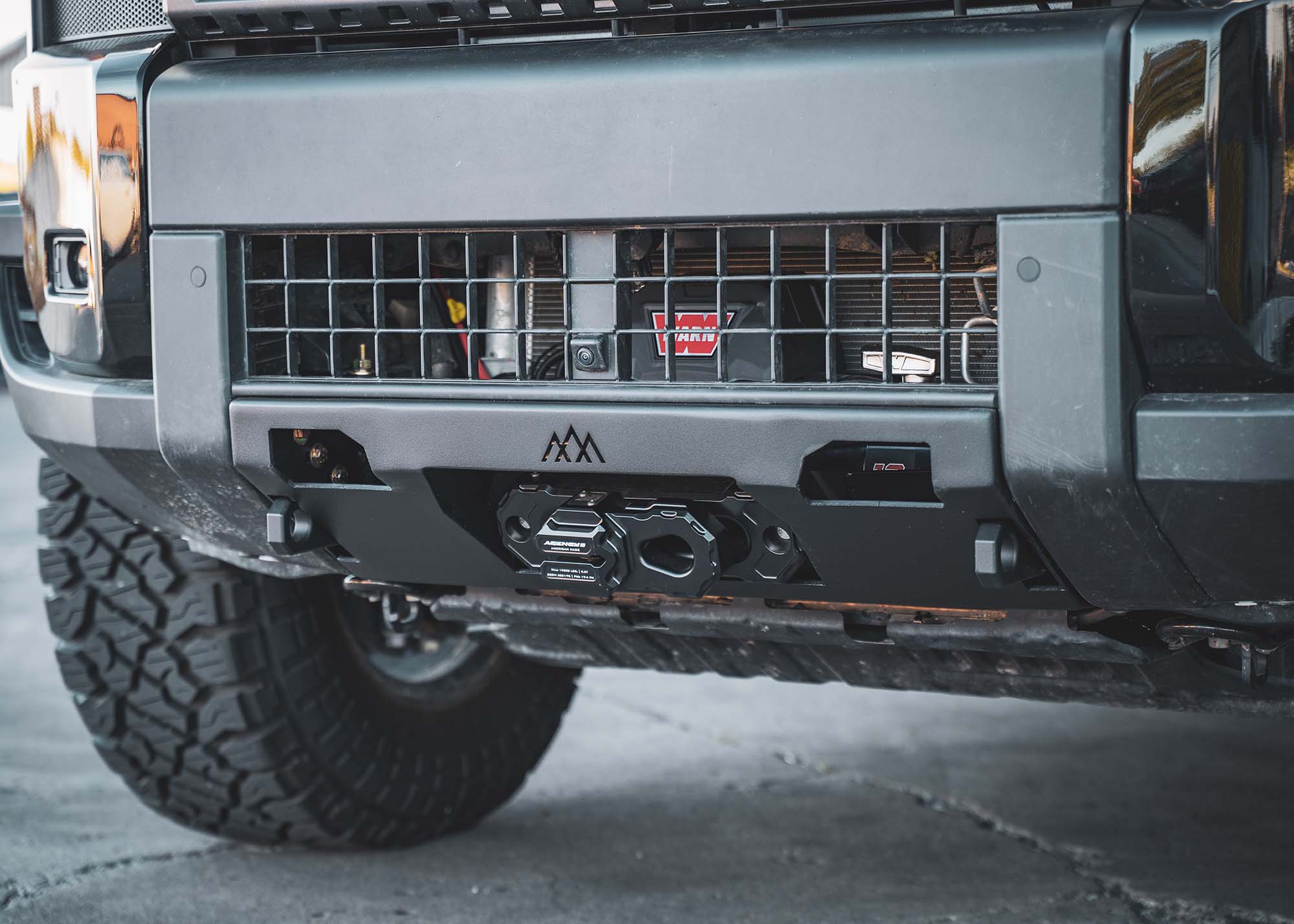 Close up of the hidden winch mount on the Land Cruiser 250 Front Bumper for LC250 from Backwoods Adventure Mods