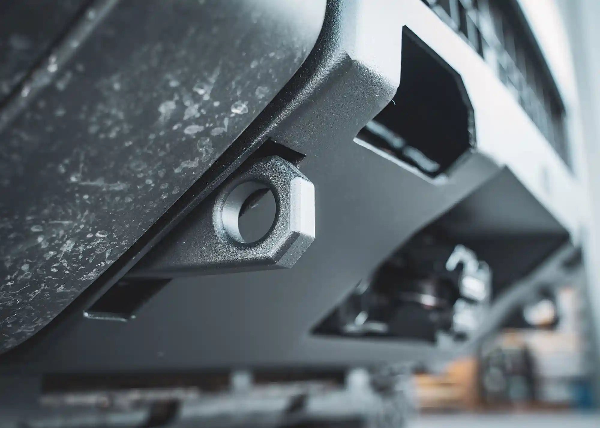 Close up of the off road recovery point on the Land Cruiser 250 Front Bumper for LC250 from Backwoods Adventure Mods