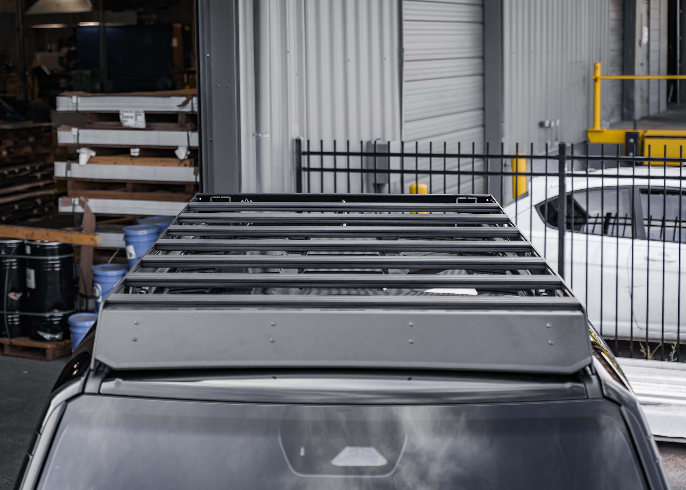 Front of the Backwoods Adventure Mods DRIFTR roof rack for Toyota Land Cruiser 250