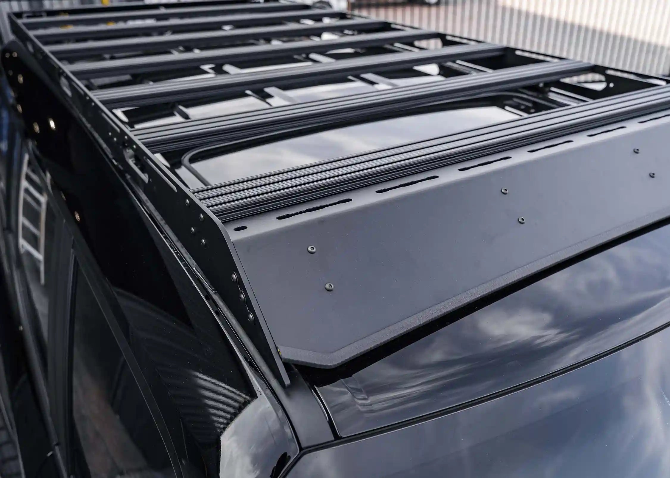 Close up of the Toyota Land Cruiser 250 series DRIFTR LC250 roof rack front fairing