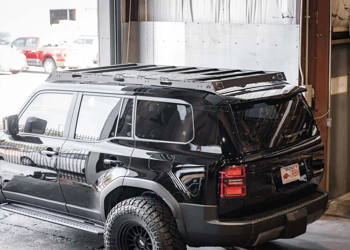 Side of the Backwoods Adventure Mods DRIFTR LC250 roof rack for Toyota Land Cruiser 250 series