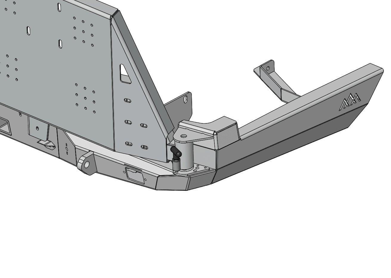 Diagram of the swing out mechanism on the Backwoods Adventure Mods 2016-2023 3rd Gen Toyota Tacoma Hi-Lite High Clearance Dual Swing Out Rear Bumper