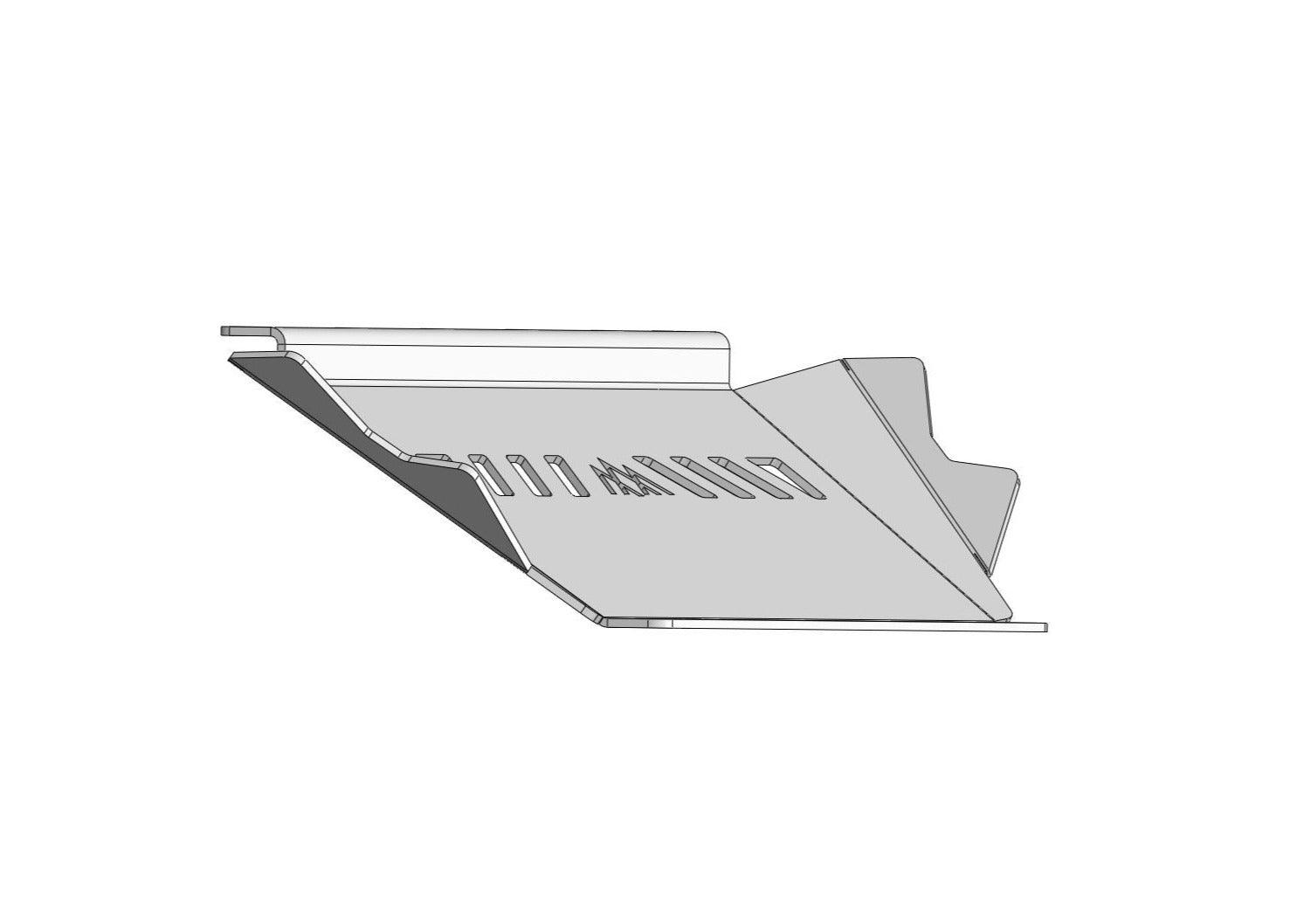 Back of the 5th Gen Toyota 4Runner (2010-2022) Aluminum Connector Skid Plate for Backwoods Adventure Mods Off Road Front Bumpers