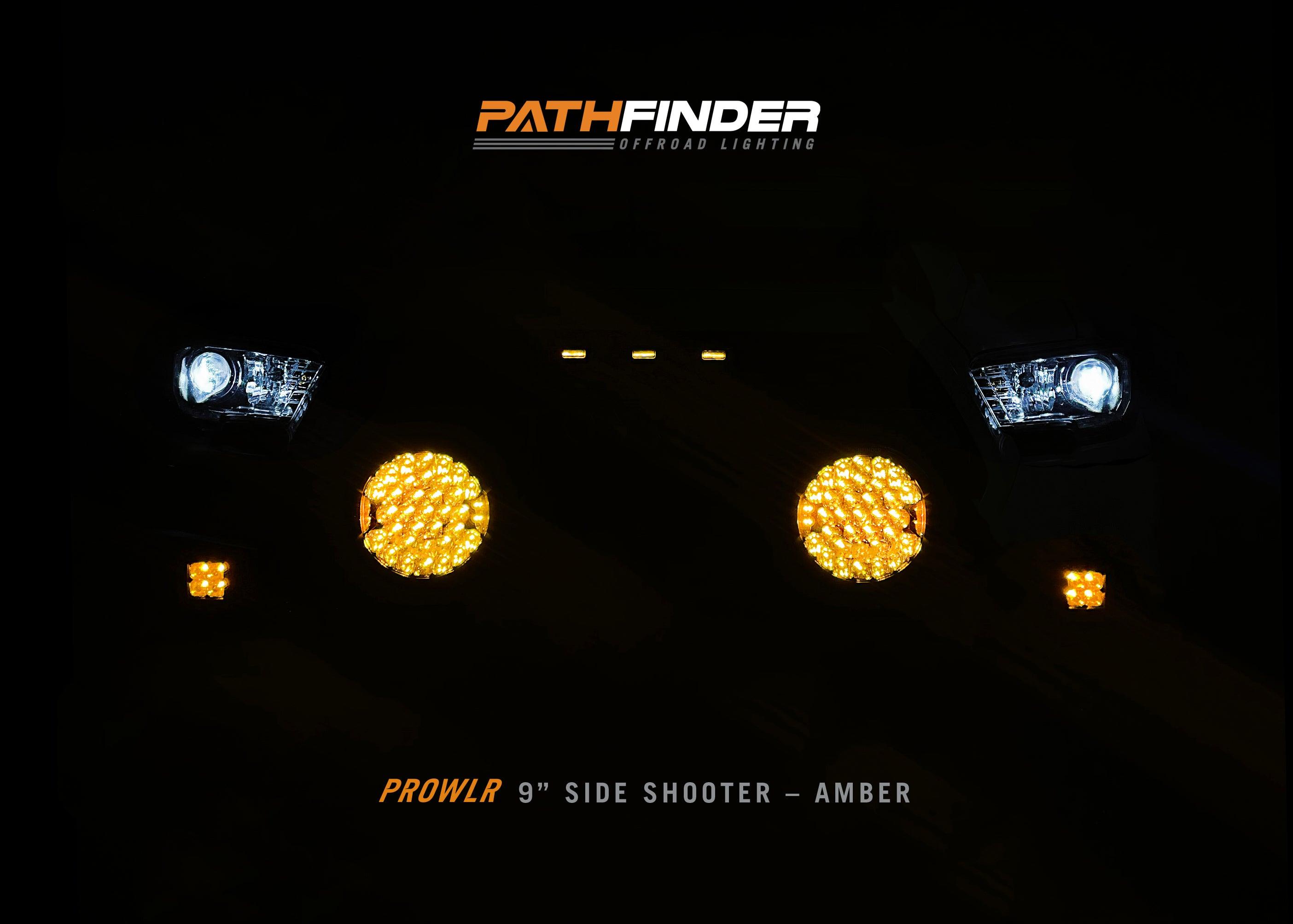 Demonstration promo of the Backwoods Adventure Mods Pathfinder PROWLR 9 inch Amber LED Off Road Driving Lights at night