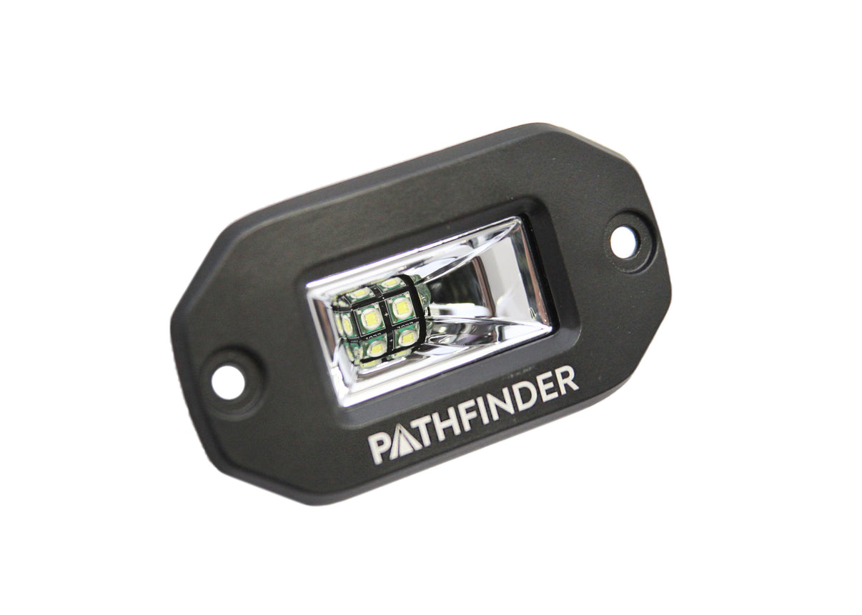 Pathfinder Flush Mount off road LED scene light pair for Backwoods Adventure Mods line of Toyota roof racks, bed racks, and off road bumpers
