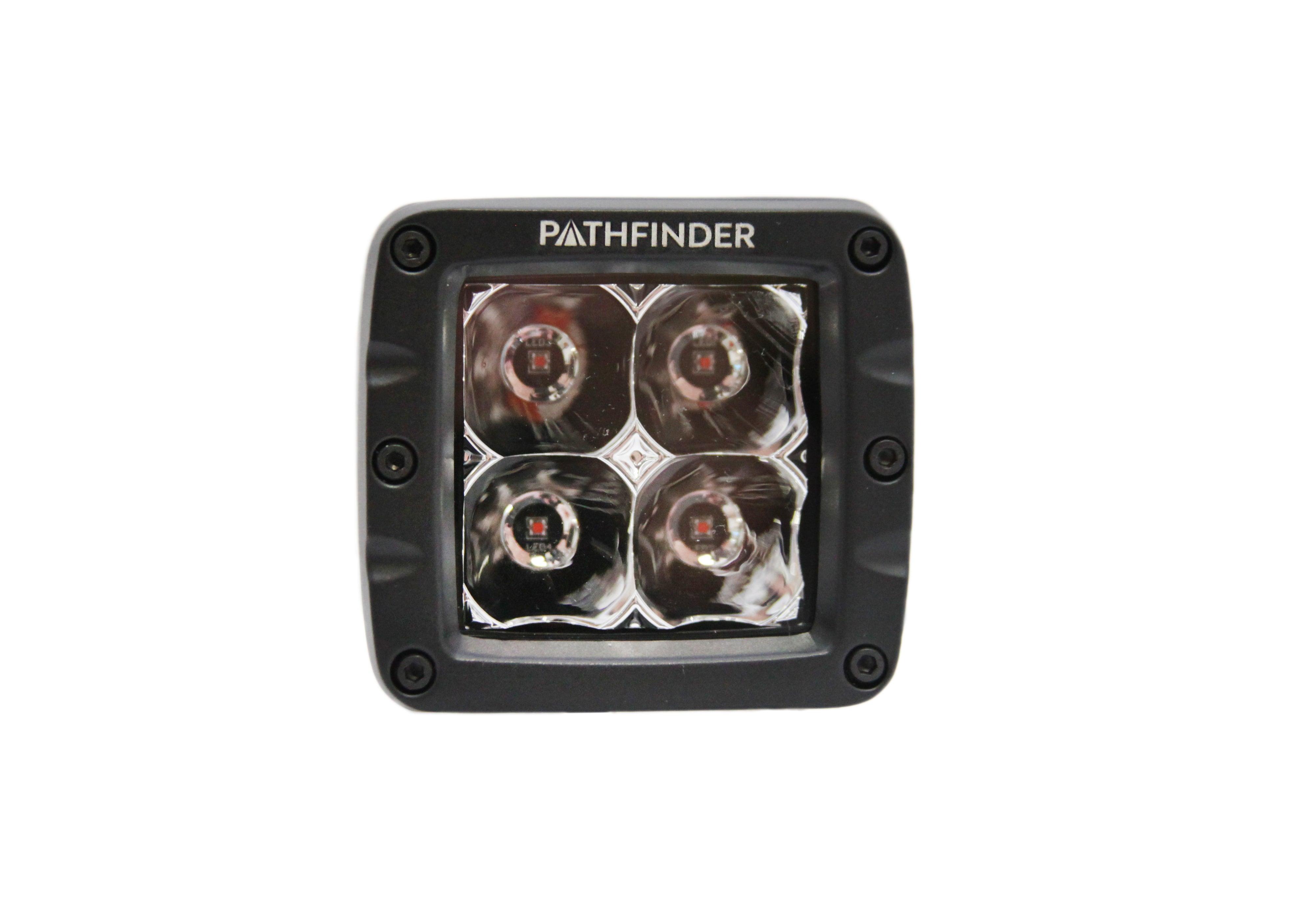 Pathfinder 2 inch Surface Mount Amber LED light pod with spot pattern for Backwoods Adventure Mods Toyota roof racks, truck bed racks, and off road bumpers