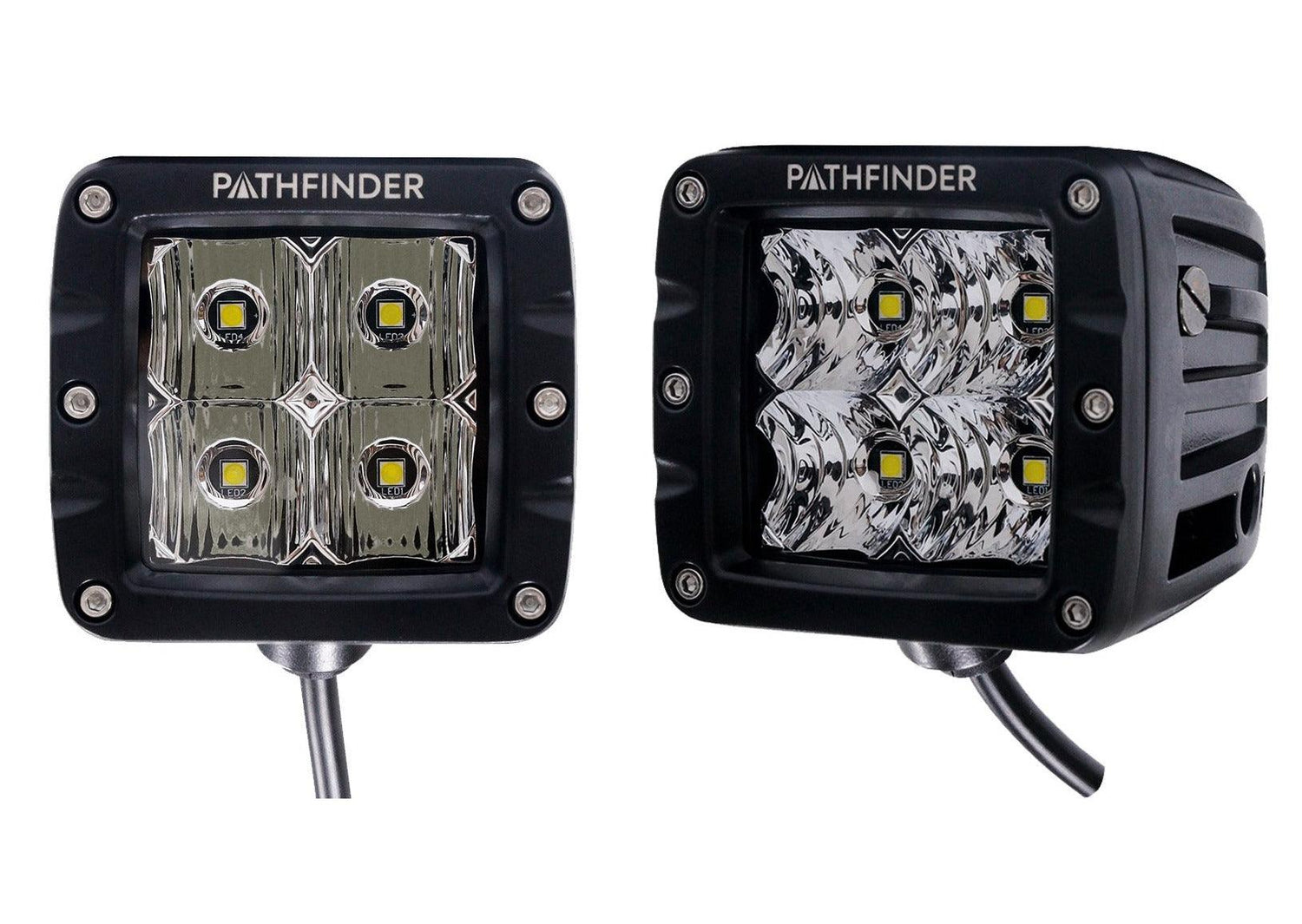 Pathfinder Surface Mount off road LED light pods with flood pattern for Backwoods Adventure Mods Toyota roof racks, bed racks, and off road bumpers